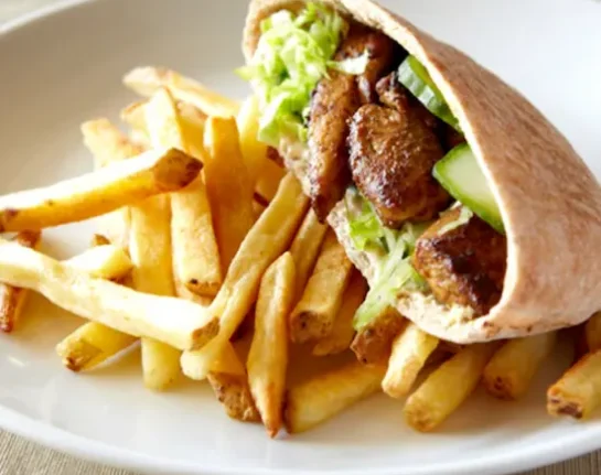 Chicken Shawarma Wrap with Fries