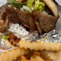 Beef gyro Pita with fries