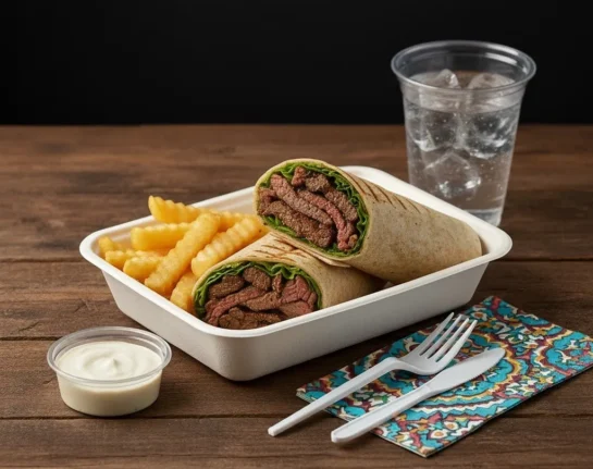 Beef Shawarma Wrap with Fries