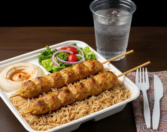 Chicken Kebab Skewer with Rice