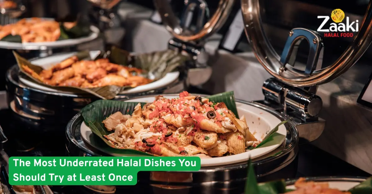 Buffet trays filled with underrated halal dishes, showcasing rich flavors, presentation, and diverse cuisine worth tryingnow